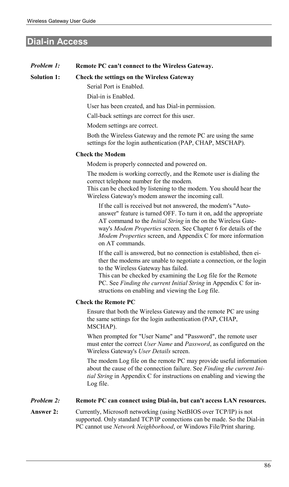 Dial-in access | Milan Technology MIL-W0311 User Manual | Page 89 / 100