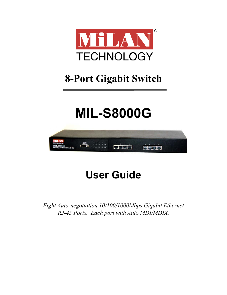 Milan Technology MIL-S8000G User Manual | 22 pages