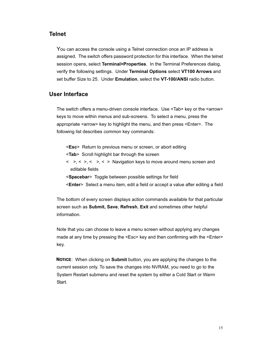 Telnet, User interface | Milan Technology MIL-S3580 User Manual | Page 15 / 80