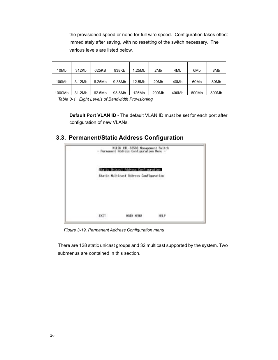 Permanent/static address configuration | Milan Technology MIL-S3580 User Manual | Page 26 / 80