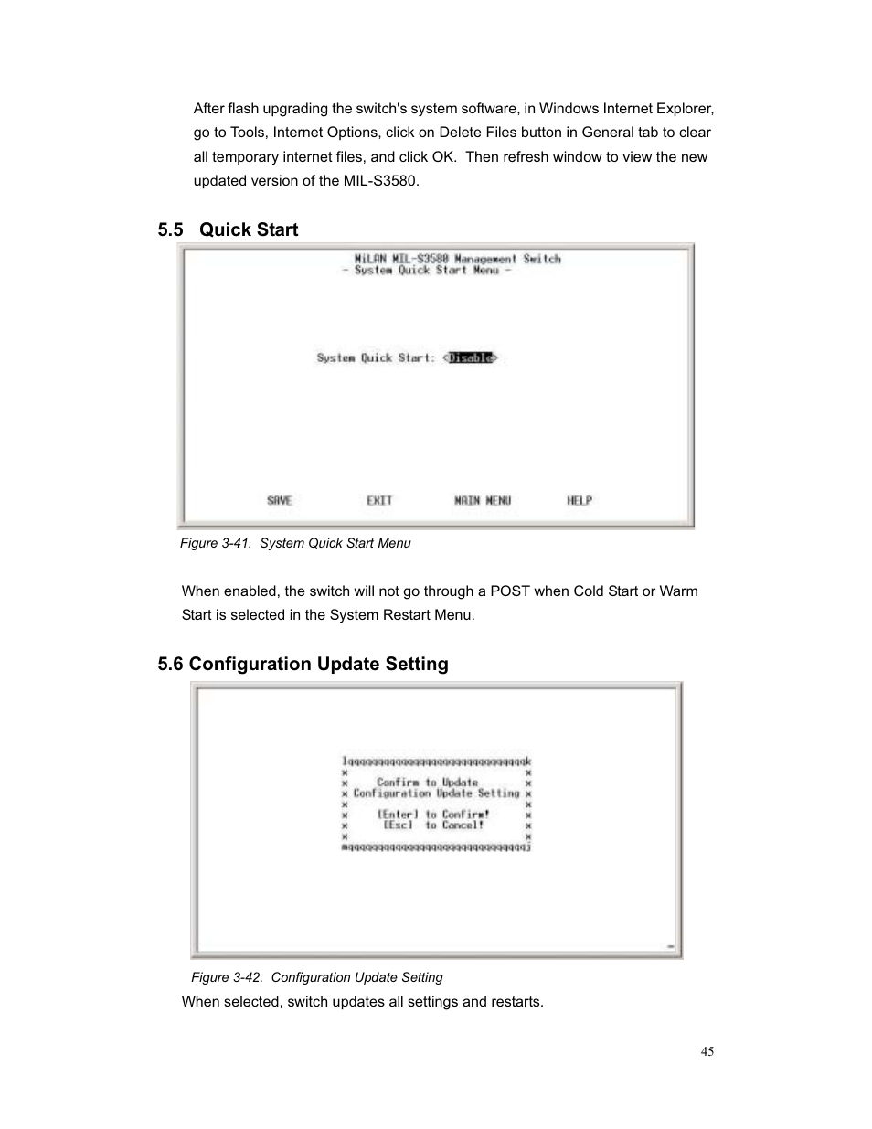 5 quick start, 6 configuration update setting | Milan Technology MIL-S3580 User Manual | Page 45 / 80