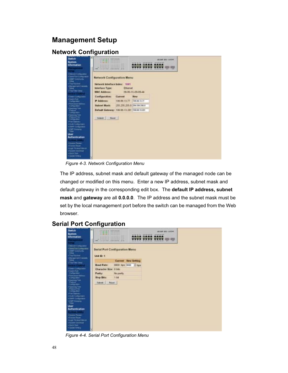 Management setup | Milan Technology MIL-S3580 User Manual | Page 48 / 80