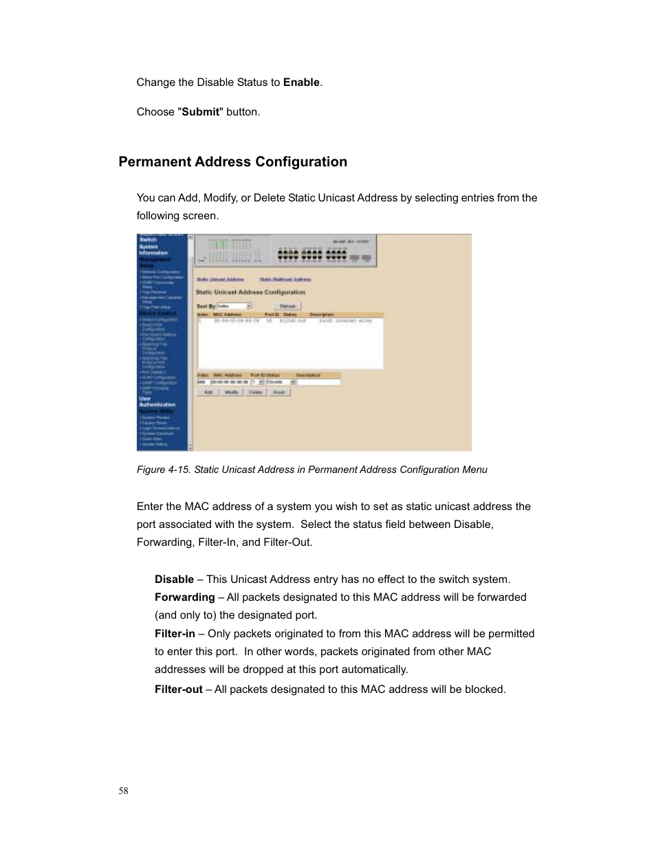 Permanent address configuration | Milan Technology MIL-S3580 User Manual | Page 58 / 80