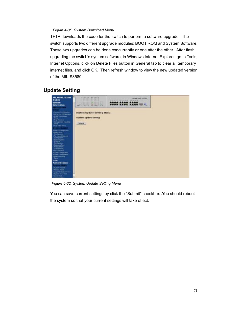 Update setting | Milan Technology MIL-S3580 User Manual | Page 71 / 80