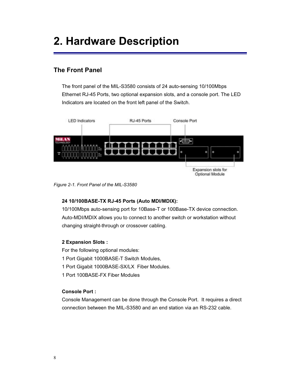 Hardware description | Milan Technology MIL-S3580 User Manual | Page 8 / 80