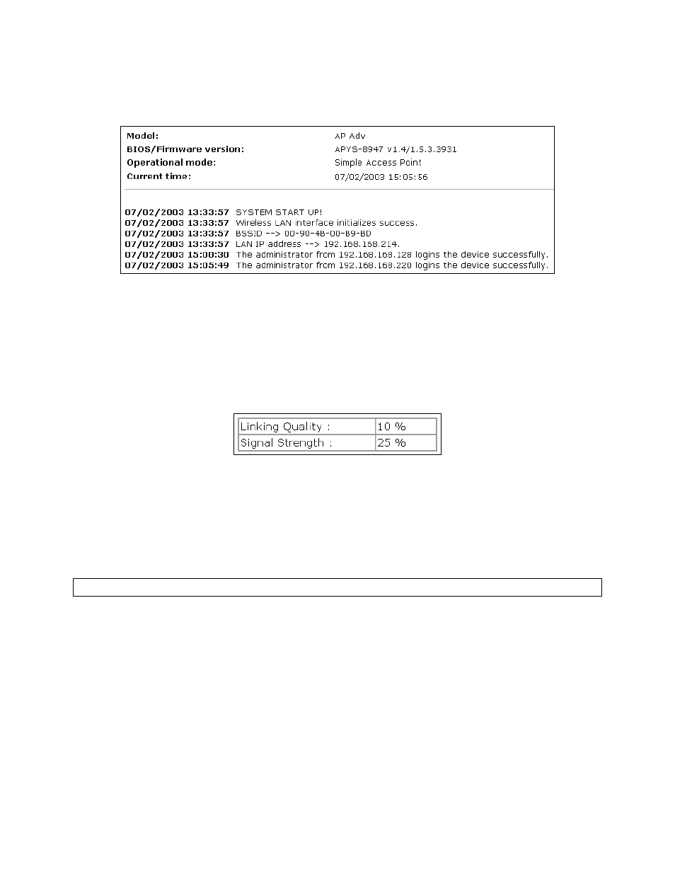 3 system log, 4 link monitor | Milan Technology MIL-W2332G User Manual | Page 32 / 70