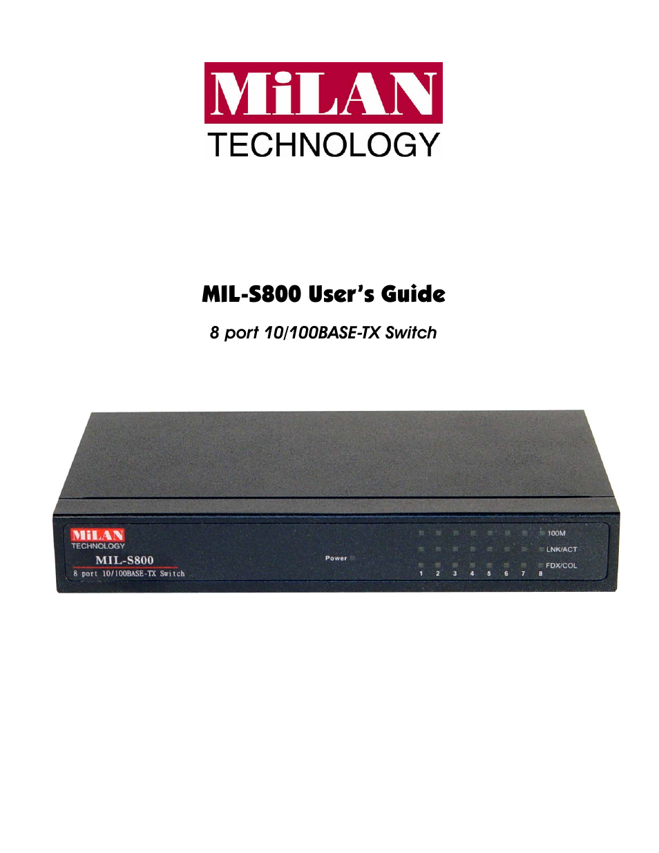 Milan Technology MIL-S800 User Manual | 12 pages