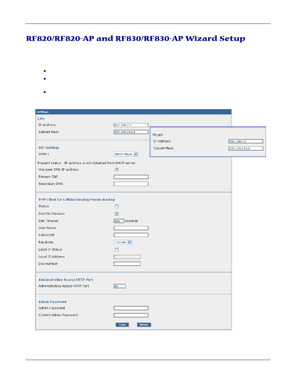 Rf820/rf820-ap and rf830/rf830-ap wizard setup | Multitech ROUTEFINDER RF830-AP User Manual | Page 21 / 94
