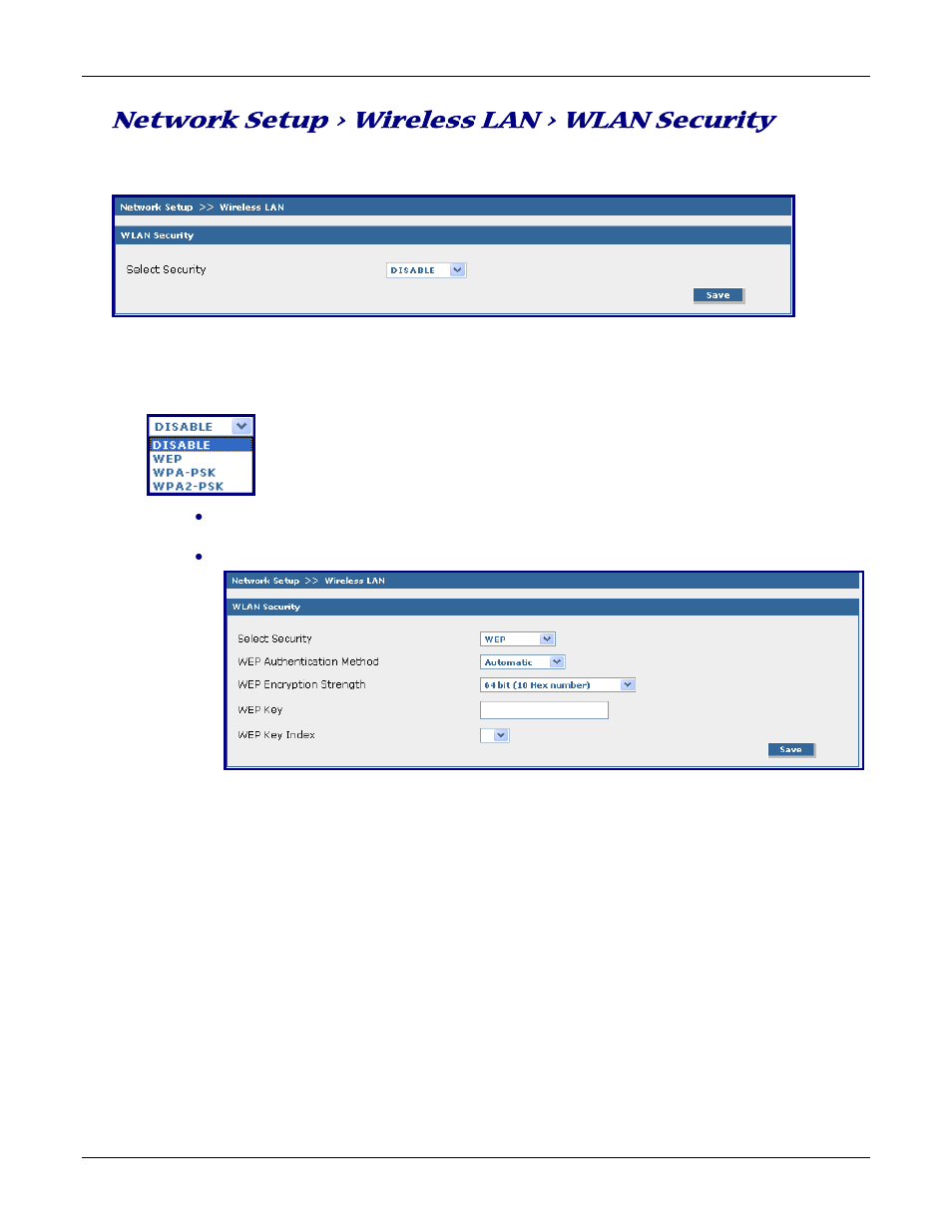 Network setup > wireless lan > wlan security | Multitech ROUTEFINDER RF830-AP User Manual | Page 43 / 94