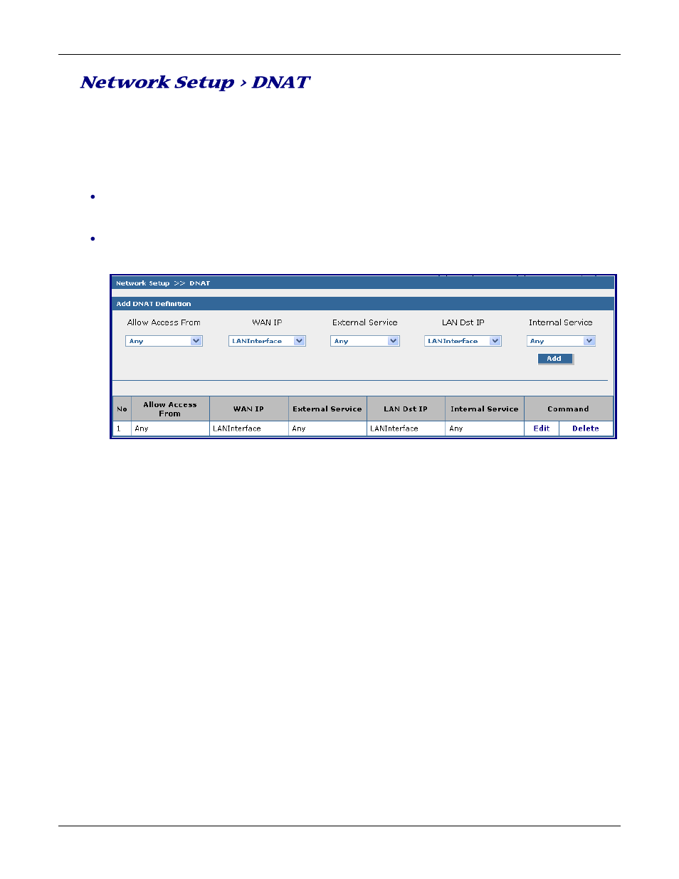 Network setup > dnat | Multitech ROUTEFINDER RF830-AP User Manual | Page 55 / 94