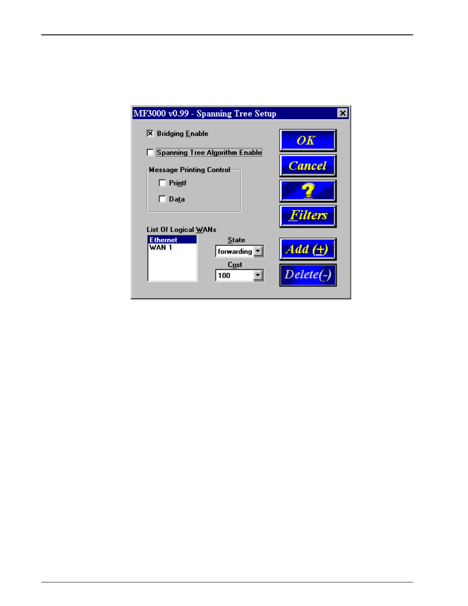 Spanning tree setup | Multitech MULTIFRAD 3100 User Manual | Page 34 / 98