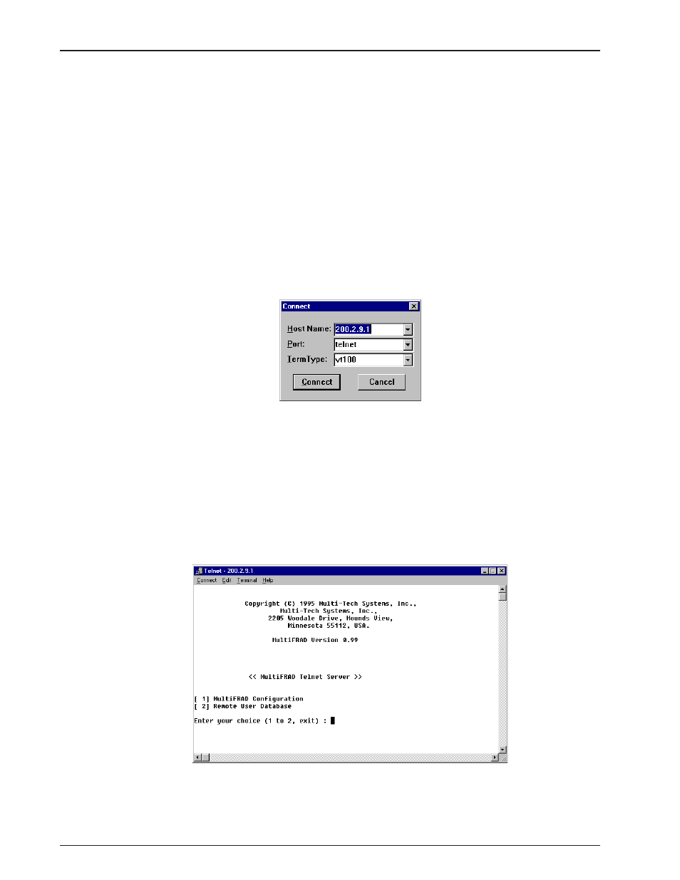 Introduction, Multifrad telnet server menu, Introduction multifrad telnet server menu | Multitech MULTIFRAD 3100 User Manual | Page 60 / 98