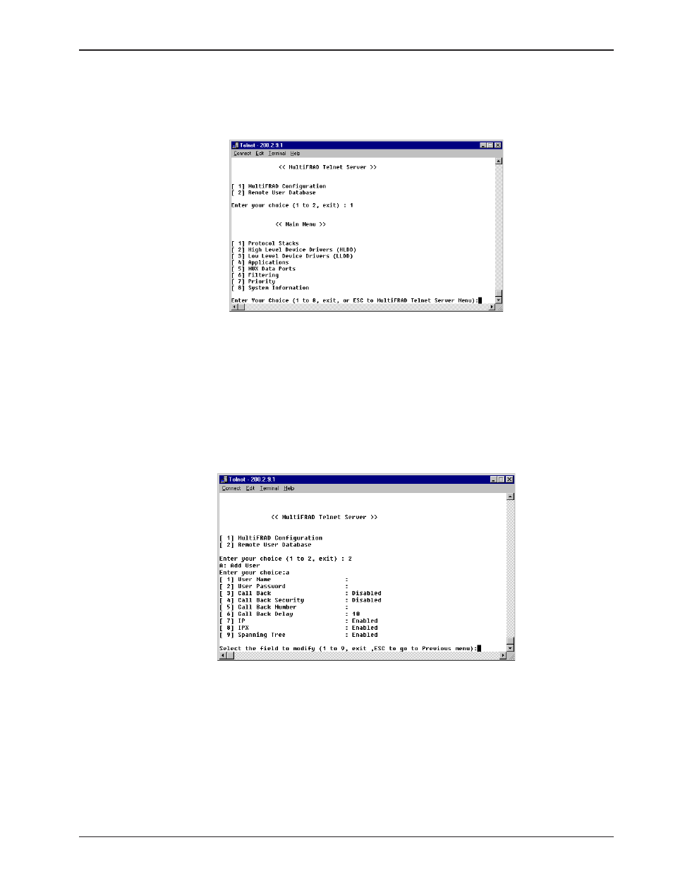 Multifrad configuration, Remote user database, Multifrad configuration remote user database | Multitech MULTIFRAD 3100 User Manual | Page 61 / 98