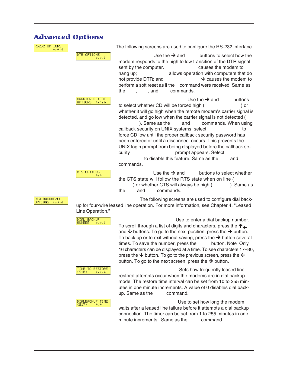 Advanced options | Multitech MT5600BA User Manual | Page 25 / 62
