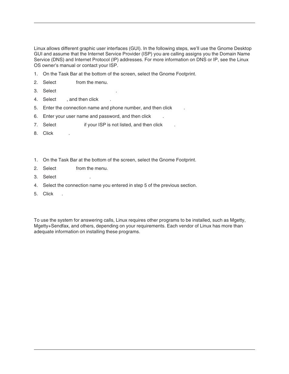 Using the modem to call the internet, Calling the isp, Answering calls | Multitech MT5600BA User Manual | Page 57 / 62
