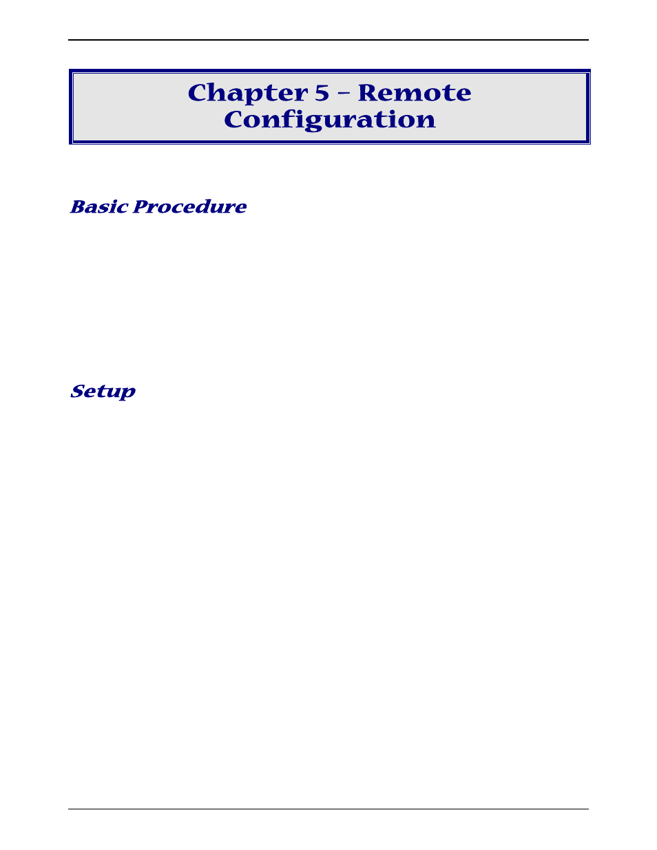 Chapter 5 – remote configuration, Basic procedure, Setup | Changing the setup password, Changing the remote escape character | Multitech MT5634ZBA-SERIES User Manual | Page 18 / 41