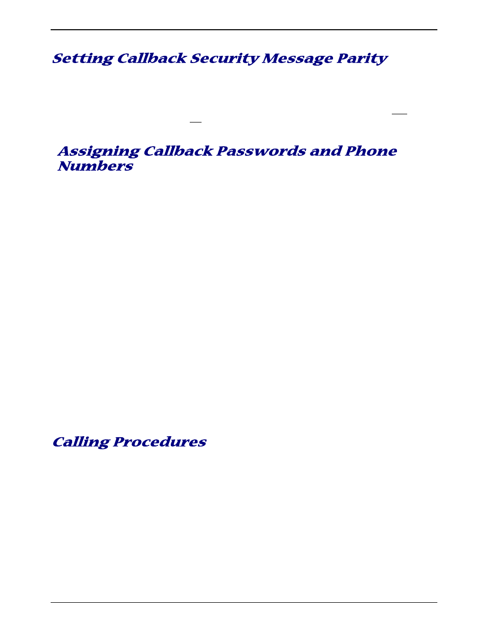 Setting callback security message parity, Assigning callback passwords and phone numbers, Calling procedures | Password-only callback | Multitech MT5634ZBA-SERIES User Manual | Page 20 / 41