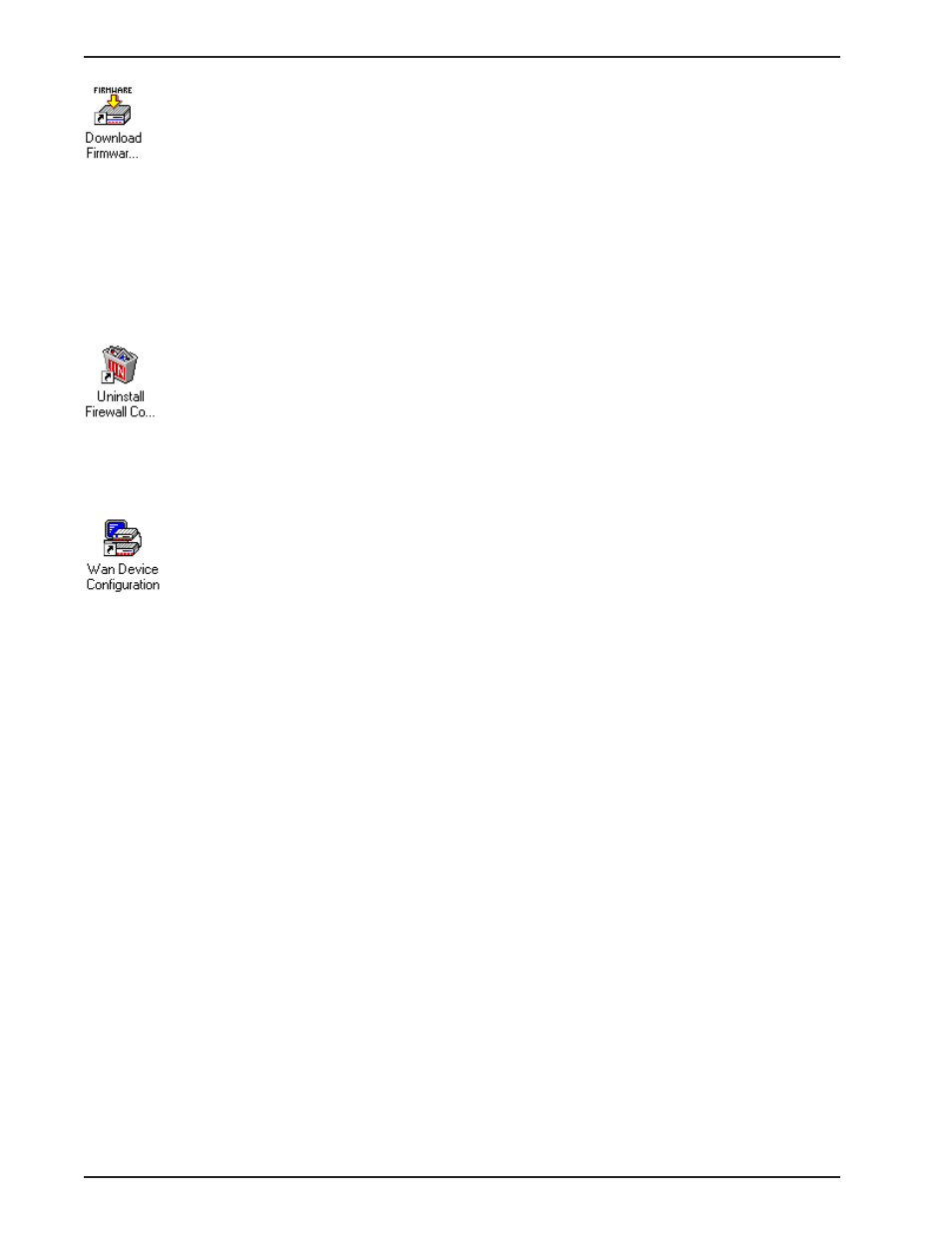 Download firmware update, Uninstall firewall configuration, Wan device configuration | Multitech PROXYSERVER MTPSR1-120 User Manual | Page 30 / 60