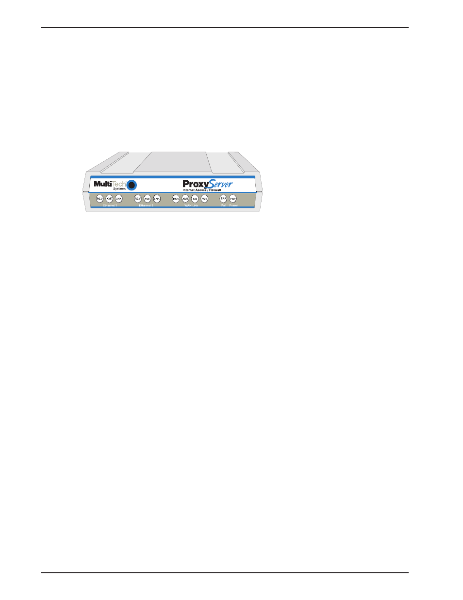 Front panel description, Front panel, Leds | Ethernet 1 and 2, Fail, Power, Wan link | Multitech PROXYSERVER MTPSR1-120 User Manual | Page 8 / 60