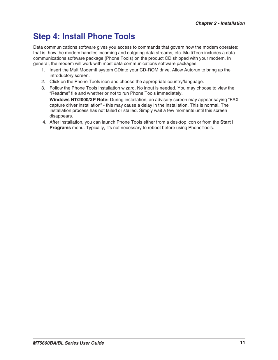 Step 4: install phone tools | Multitech MULTIMODEMII MT5600BAV.90 User Manual | Page 11 / 66