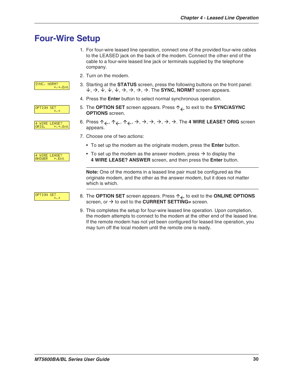 Four-wire setup | Multitech MULTIMODEMII MT5600BAV.90 User Manual | Page 30 / 66