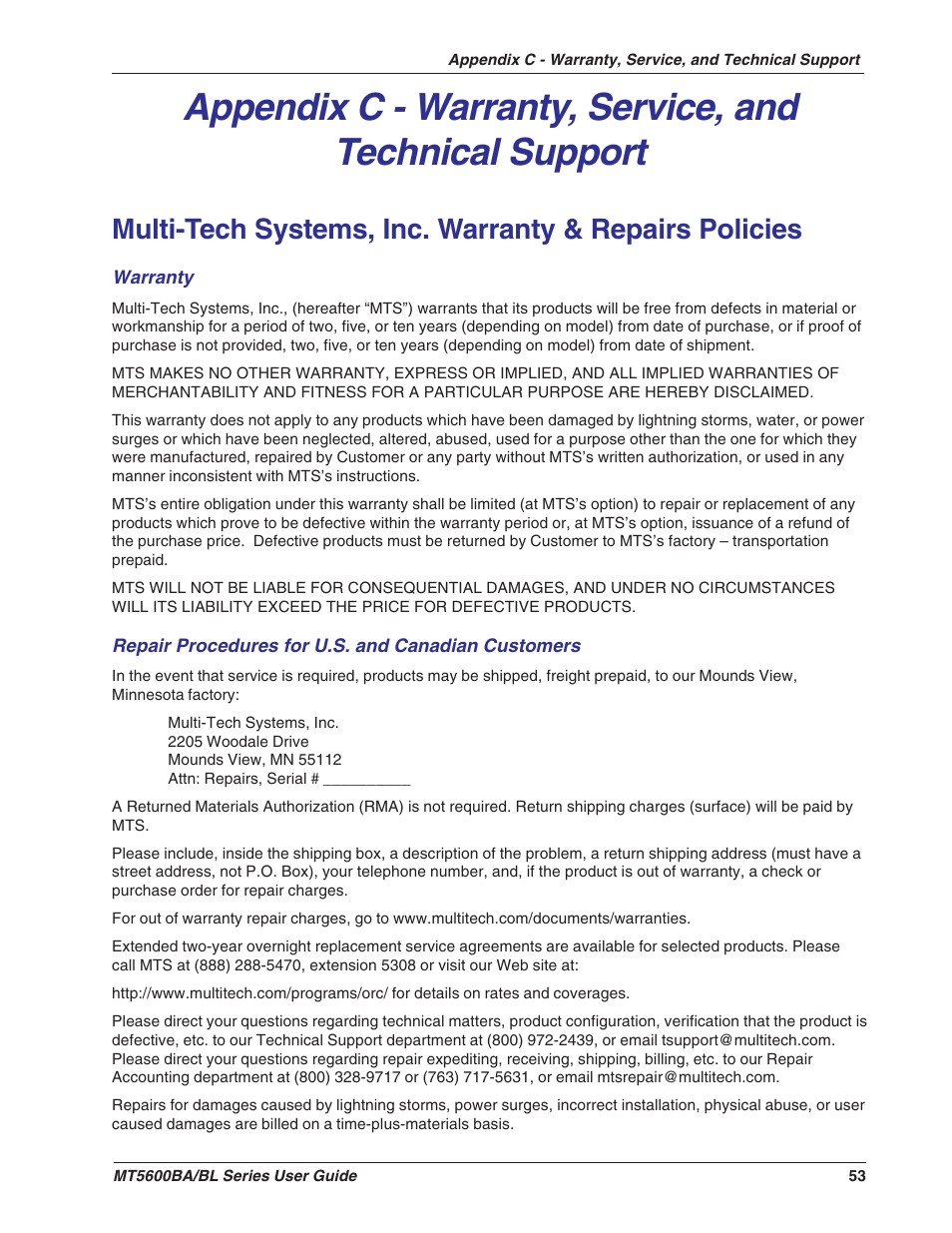 Multitech MULTIMODEMII MT5600BAV.90 User Manual | Page 53 / 66