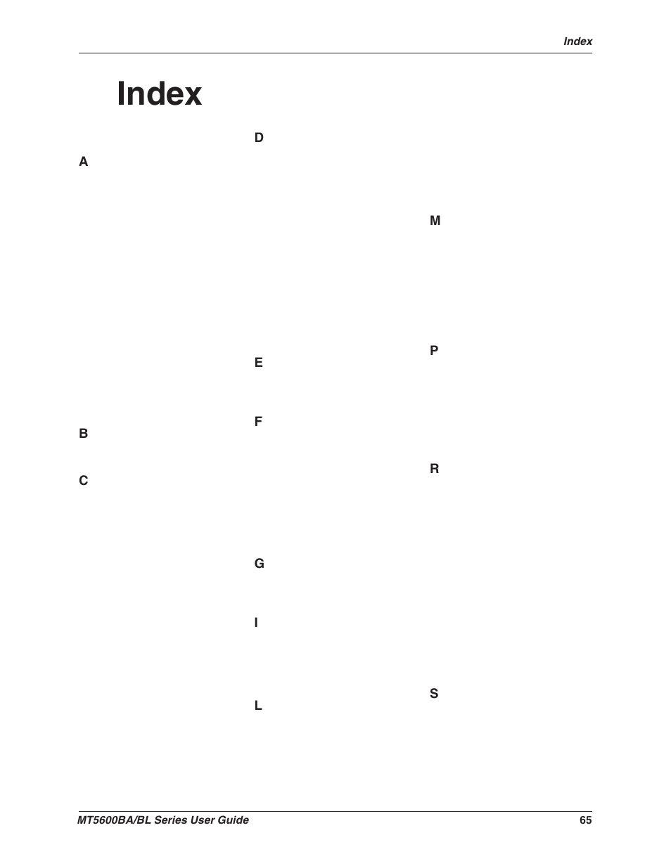 Index | Multitech MULTIMODEMII MT5600BAV.90 User Manual | Page 65 / 66