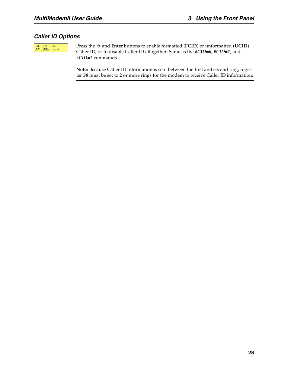Caller id options | Multitech MULTI MODEM II MT5600BA User Manual | Page 34 / 113