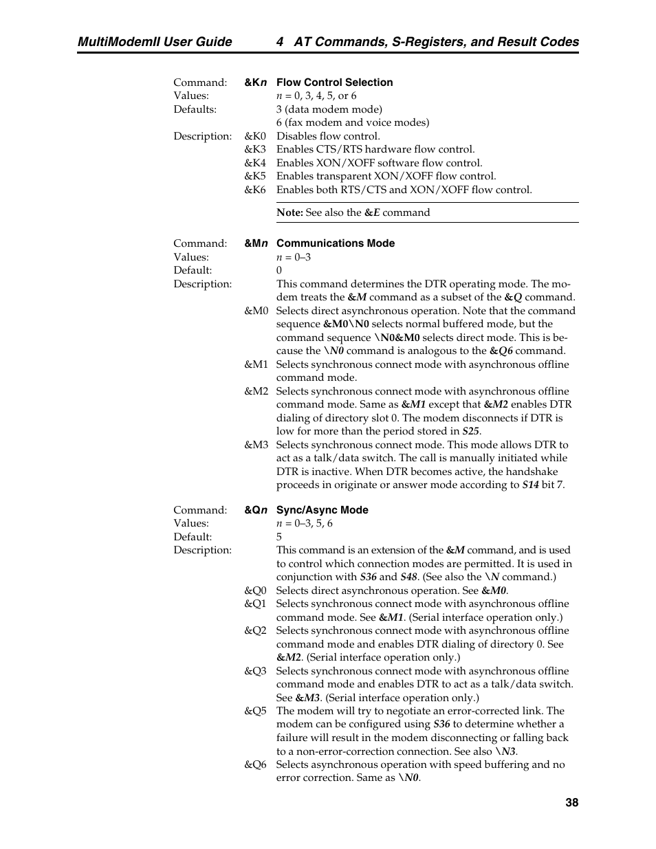 4 at commands, s-registers, and result codes, Multimodemii user guide | Multitech MULTI MODEM II MT5600BA User Manual | Page 44 / 113