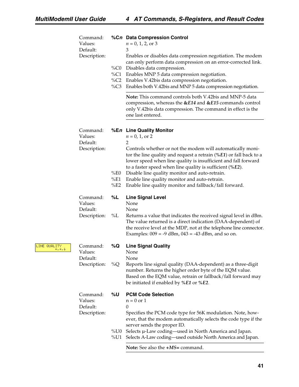 4 at commands, s-registers, and result codes, Multimodemii user guide | Multitech MULTI MODEM II MT5600BA User Manual | Page 47 / 113