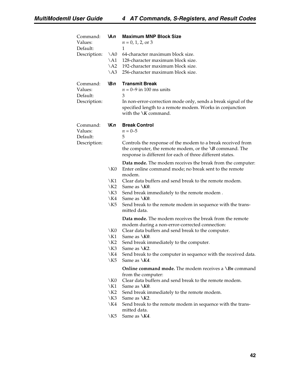 4 at commands, s-registers, and result codes, Multimodemii user guide | Multitech MULTI MODEM II MT5600BA User Manual | Page 48 / 113