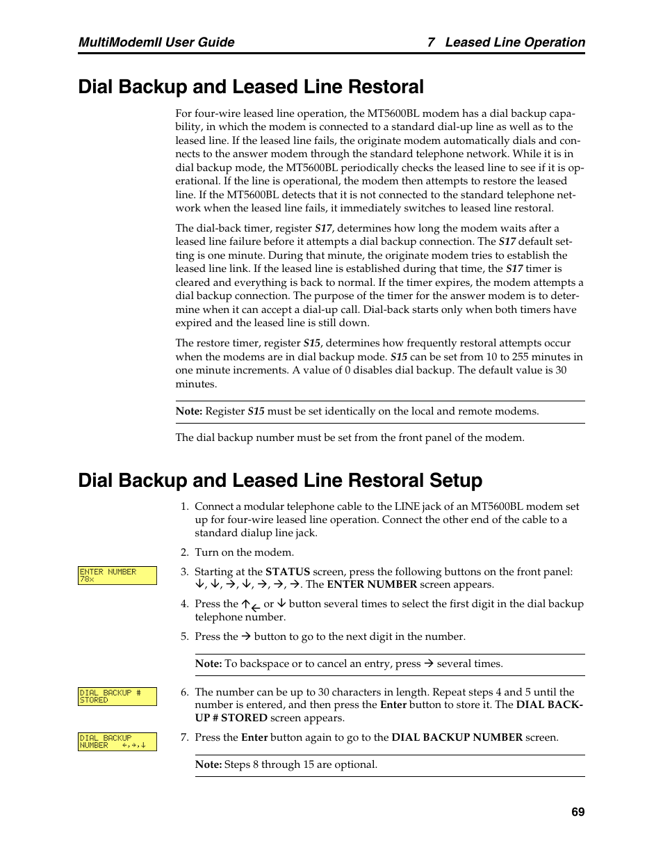 Dial backup and leased line restoral, Dial backup and leased line restoral setup | Multitech MULTI MODEM II MT5600BA User Manual | Page 75 / 113