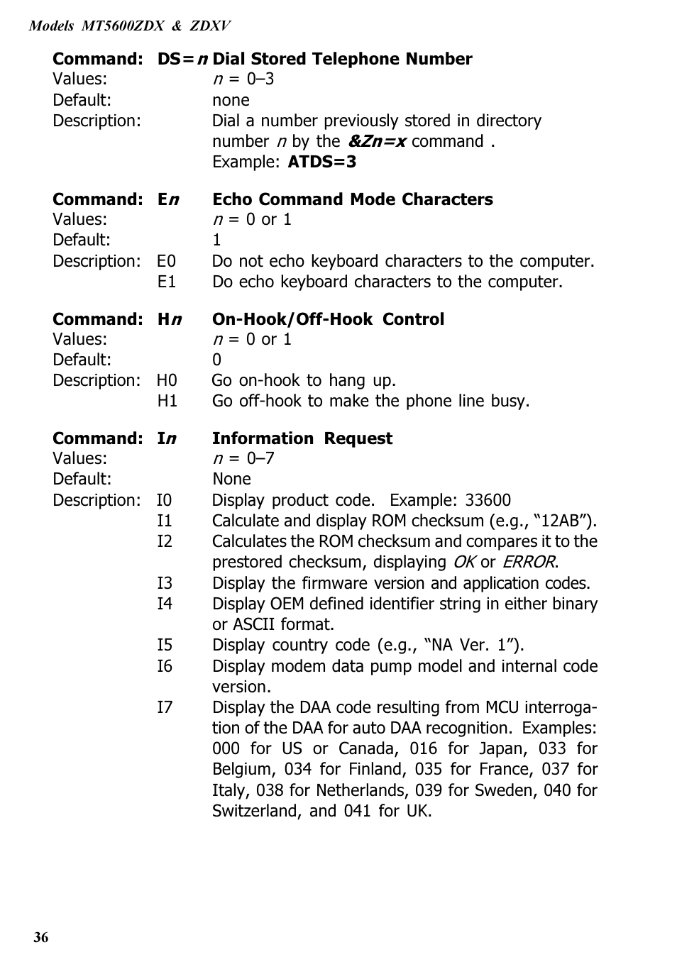 Multitech V.90/K56FLEX MT5600ZDXV User Manual | Page 36 / 98
