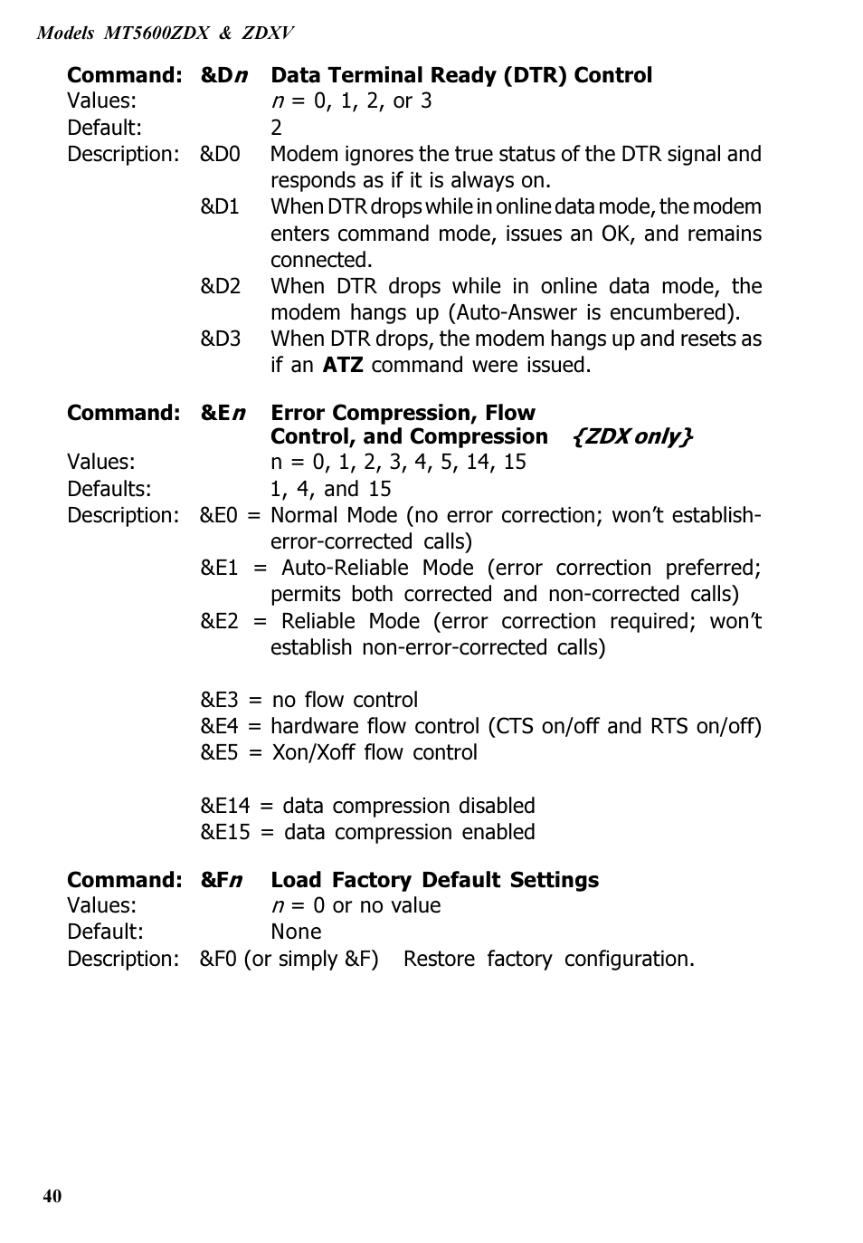 Multitech V.90/K56FLEX MT5600ZDXV User Manual | Page 40 / 98