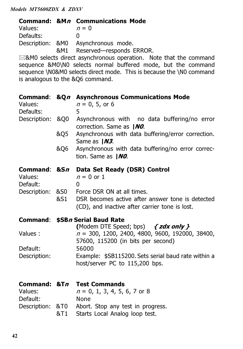Multitech V.90/K56FLEX MT5600ZDXV User Manual | Page 42 / 98