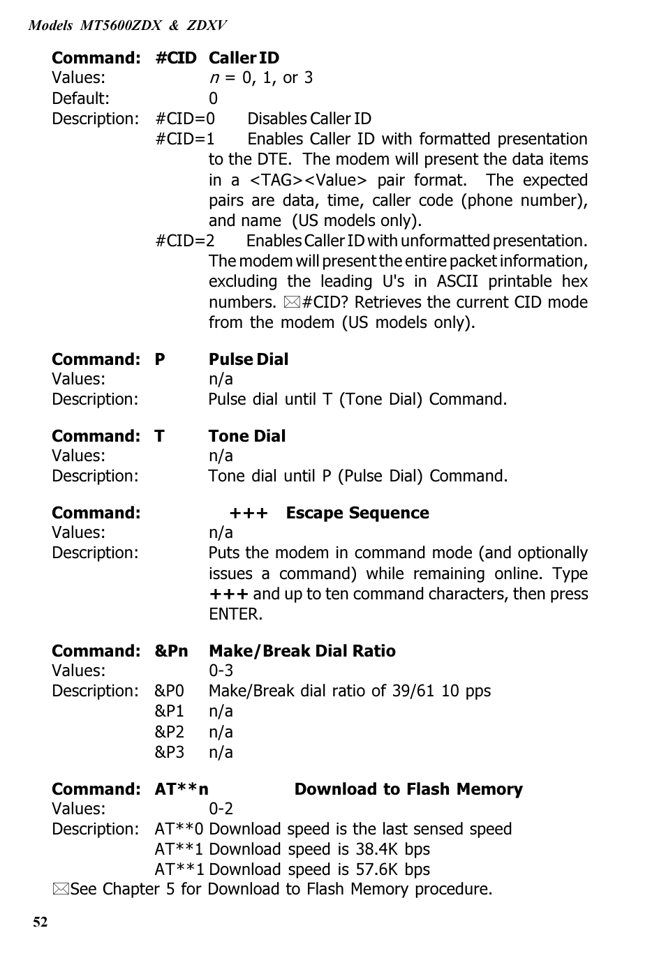 Multitech V.90/K56FLEX MT5600ZDXV User Manual | Page 52 / 98