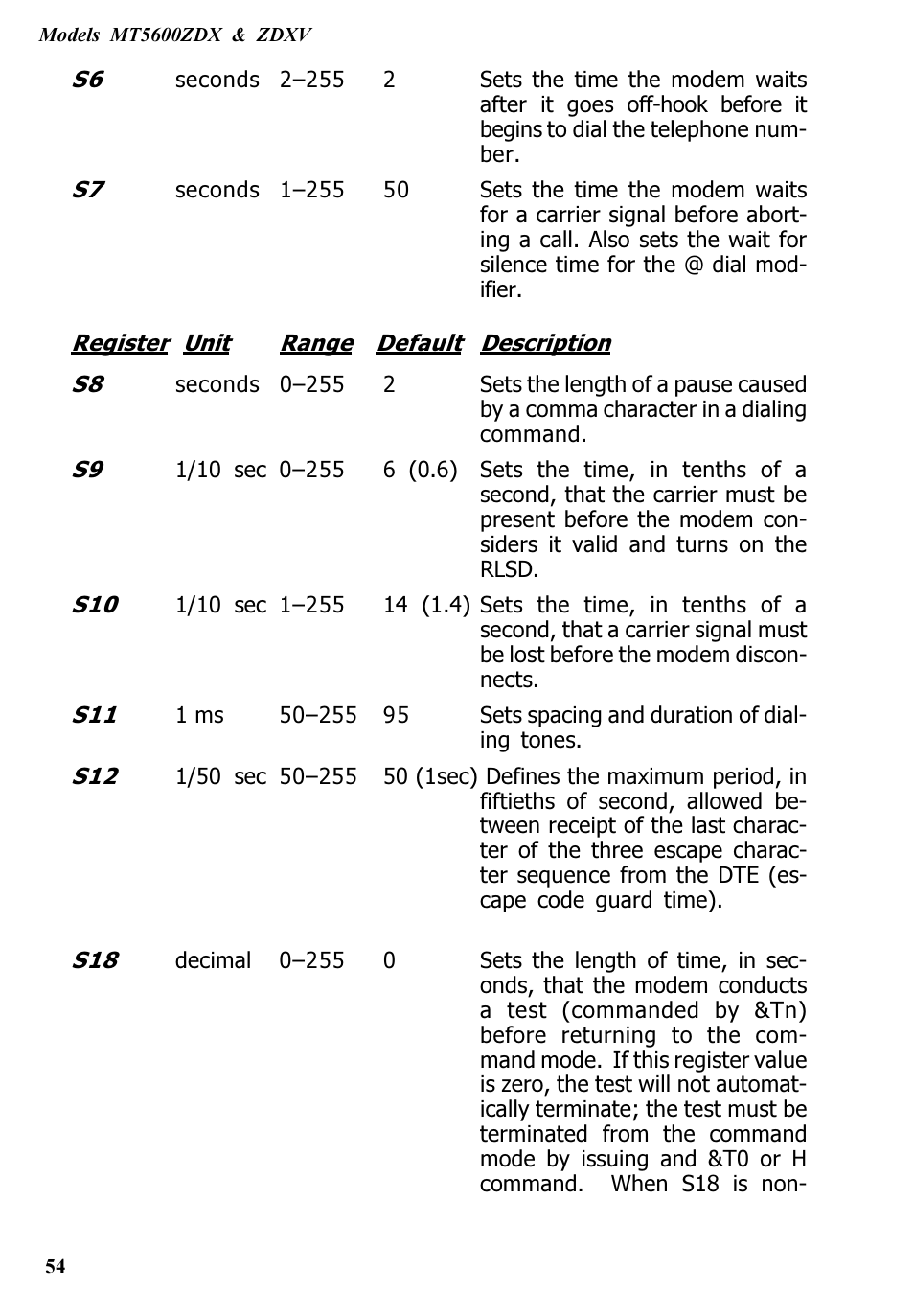 Multitech V.90/K56FLEX MT5600ZDXV User Manual | Page 54 / 98