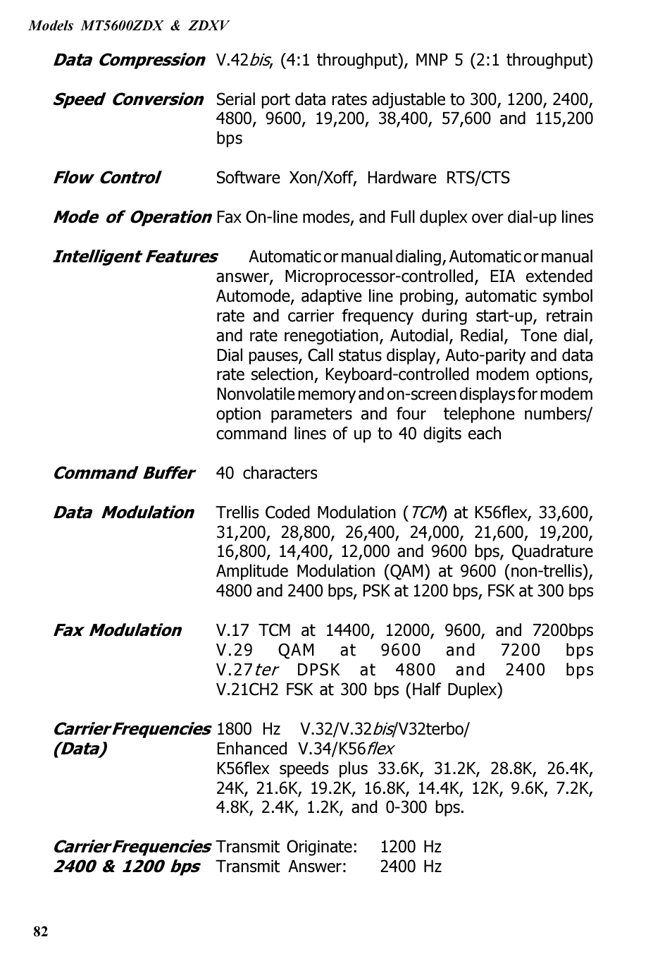 Multitech V.90/K56FLEX MT5600ZDXV User Manual | Page 82 / 98