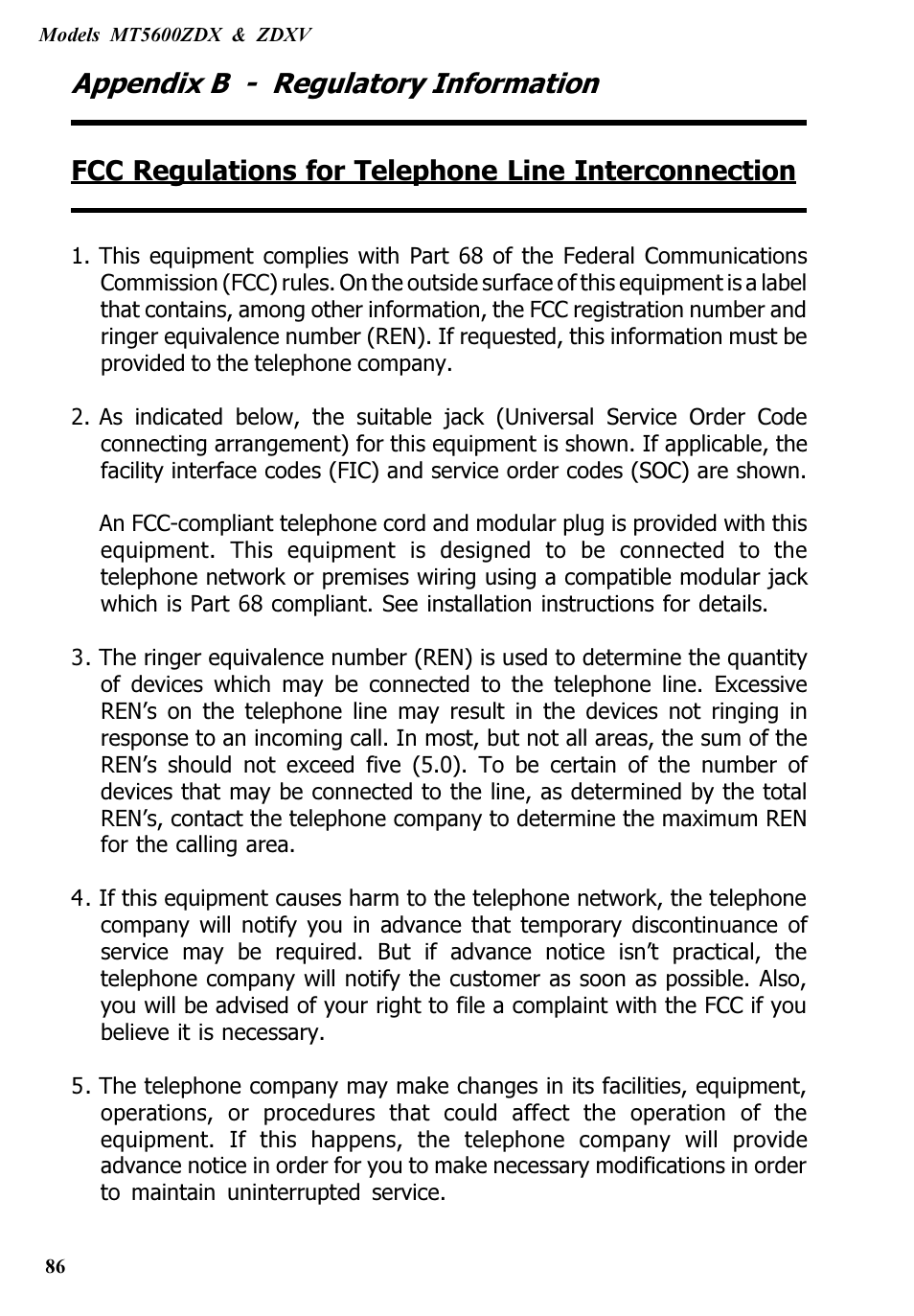 Multitech V.90/K56FLEX MT5600ZDXV User Manual | Page 86 / 98
