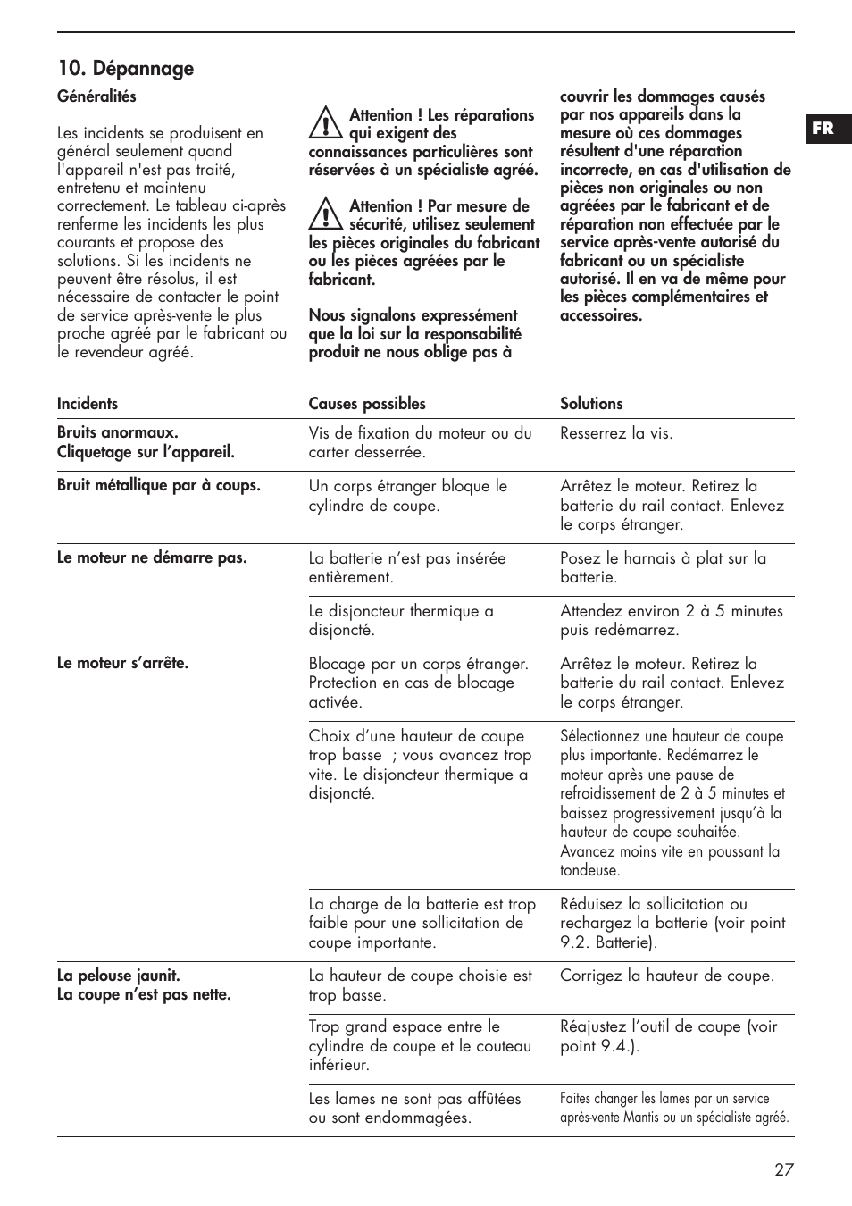 Mantis 811103 User Manual | Page 27 / 41