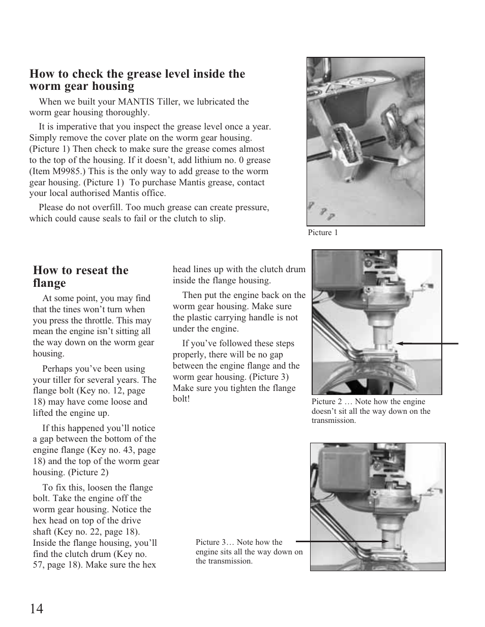 Maintenance, How to reseat the flange | Mantis Tiller/Cultivator User Manual | Page 14 / 20