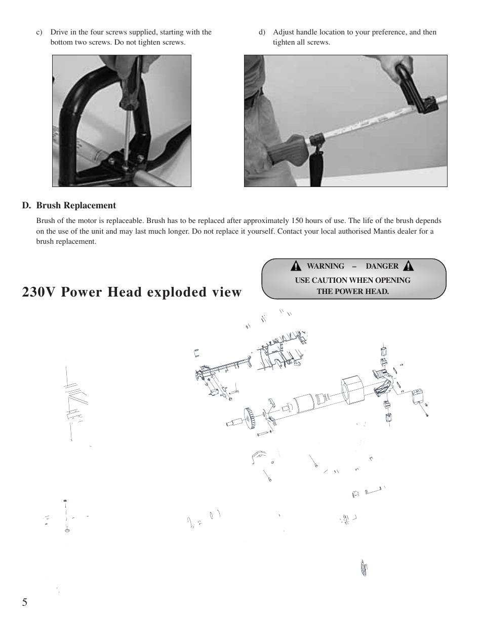 230v power head exploded view | Mantis Power Head E System User Manual | Page 6 / 9