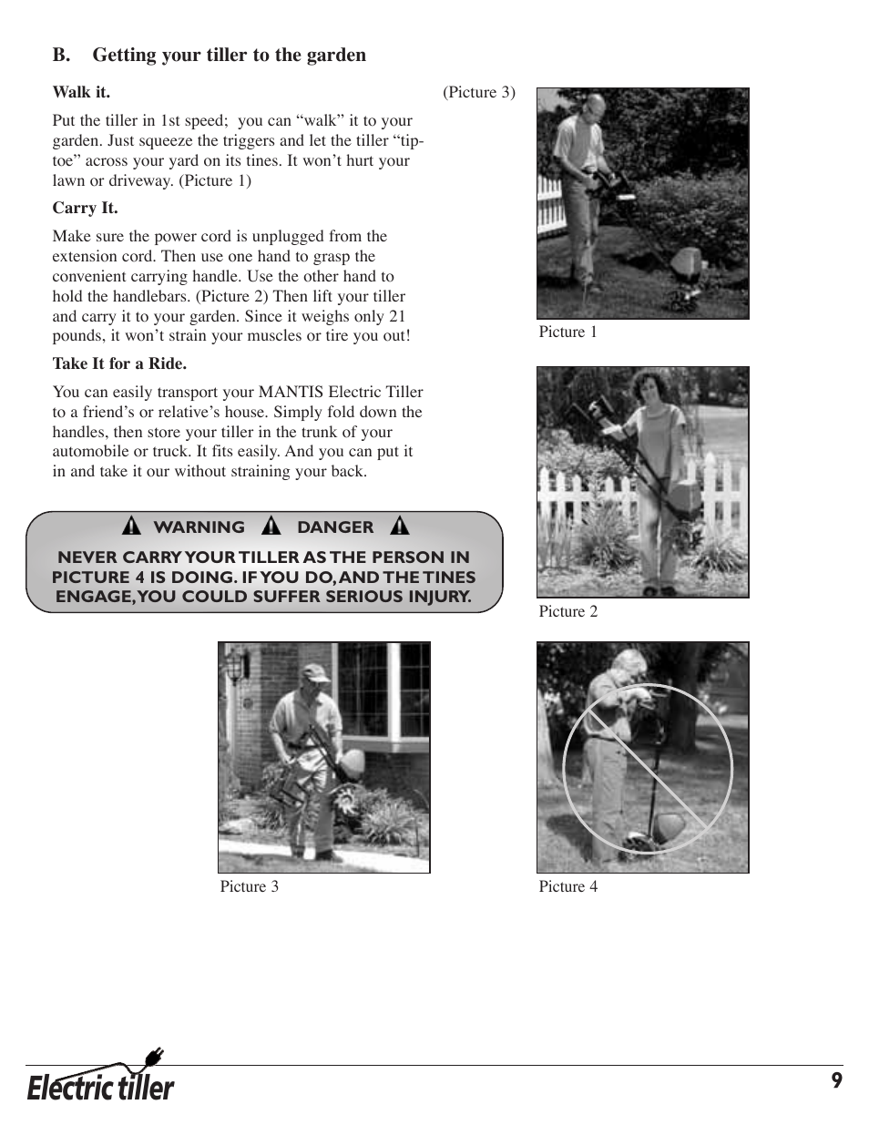 Electric tiller | Mantis 7252 User Manual | Page 11 / 24