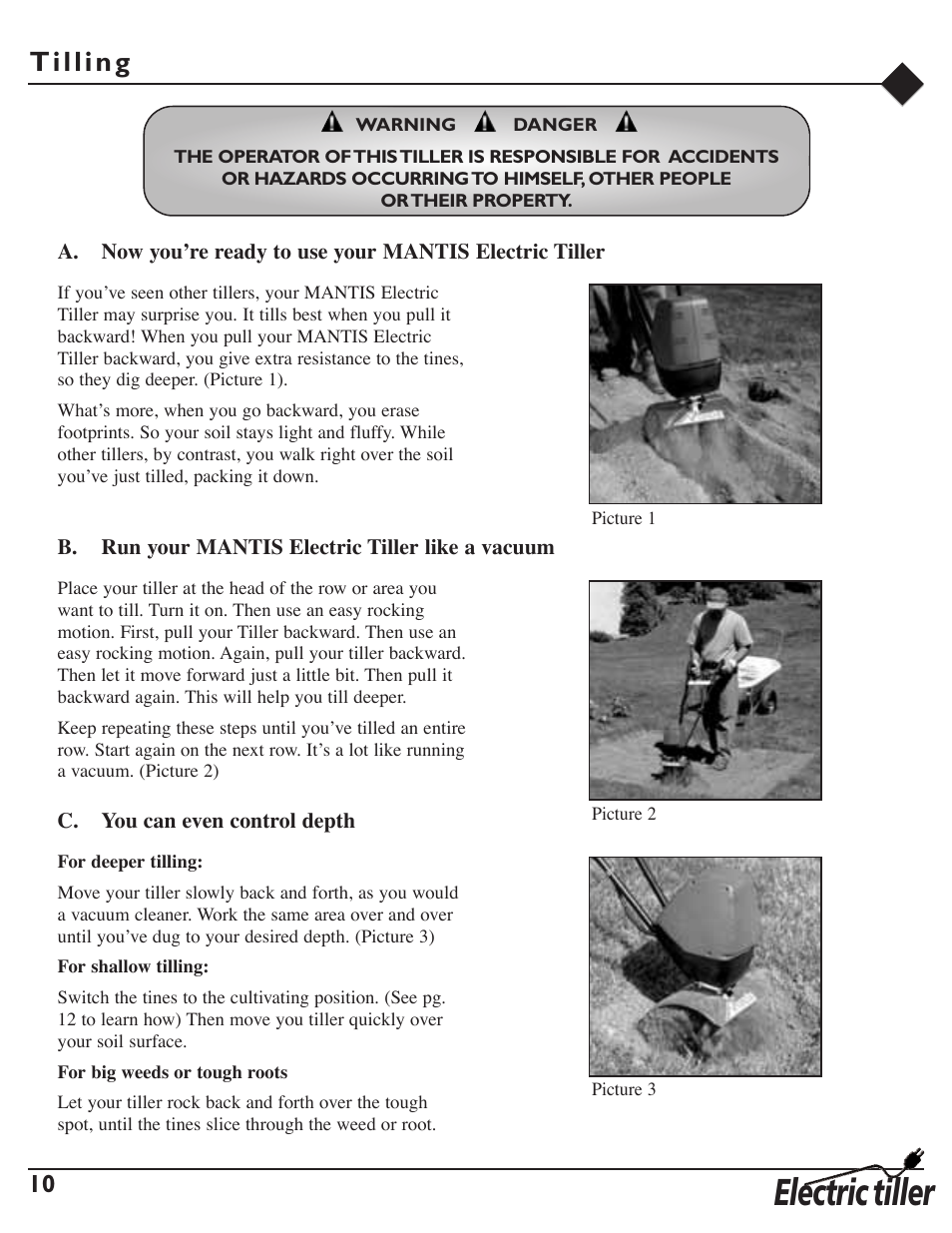 Electric tiller | Mantis 7252 User Manual | Page 12 / 24