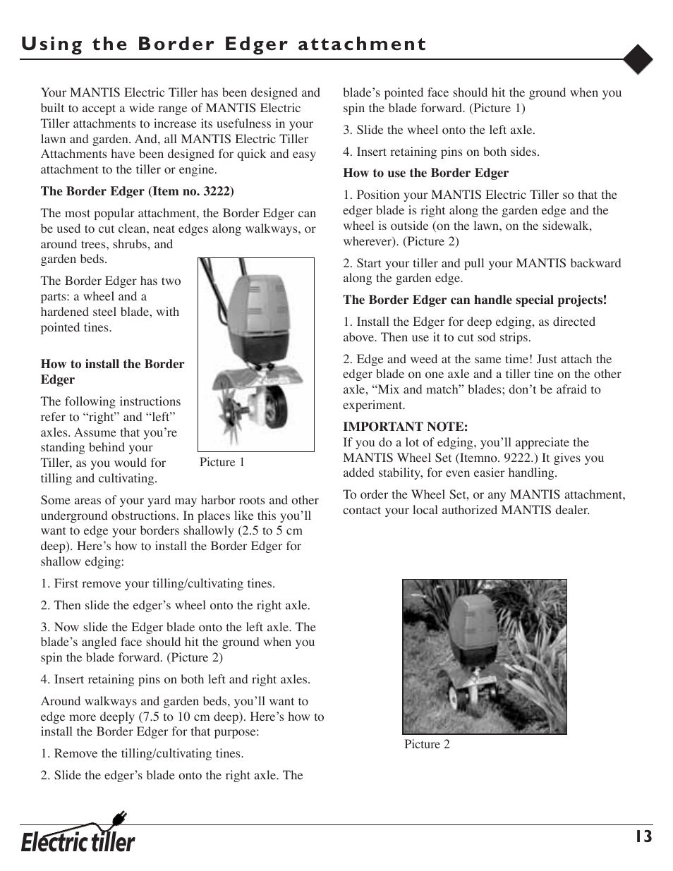 Electric tiller | Mantis 7252 User Manual | Page 15 / 24