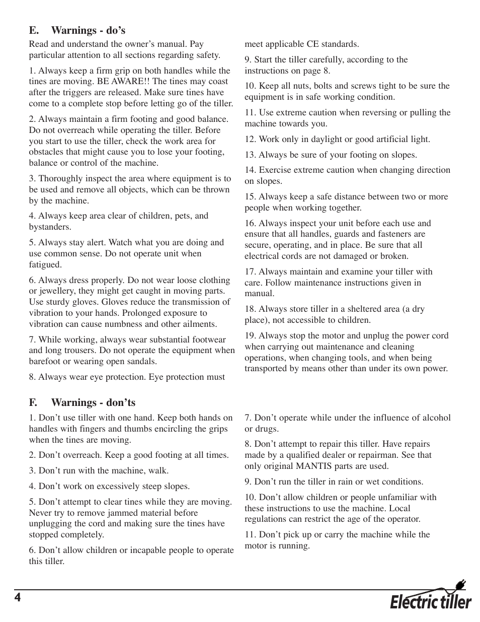 Electric tiller | Mantis 7252 User Manual | Page 6 / 24