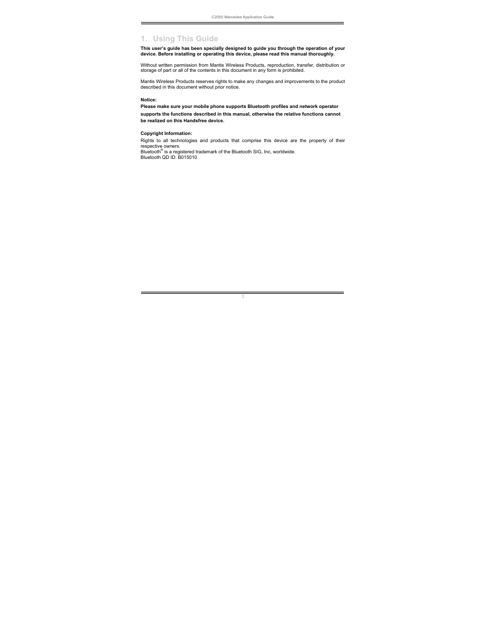 Using this guide | Mantis C2000 User Manual | Page 3 / 26