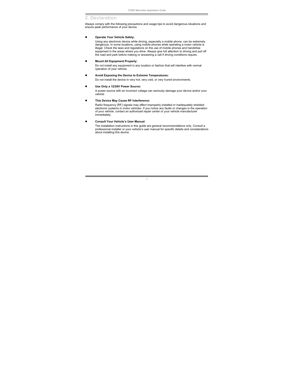 Declaration | Mantis C2000 User Manual | Page 4 / 26