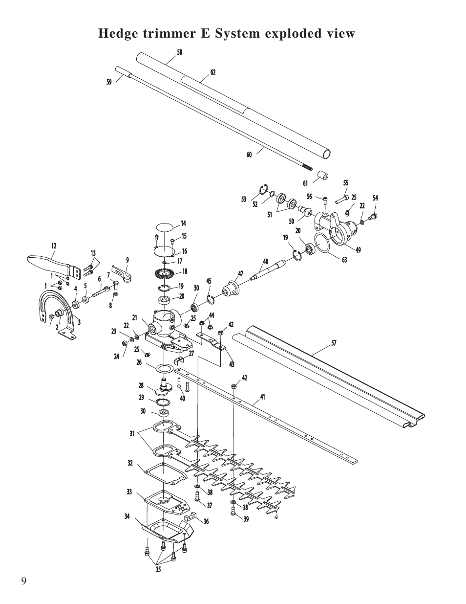 Hedge trimmer e system exploded view | Mantis Hedge Trimmer E System User Manual | Page 10 / 13