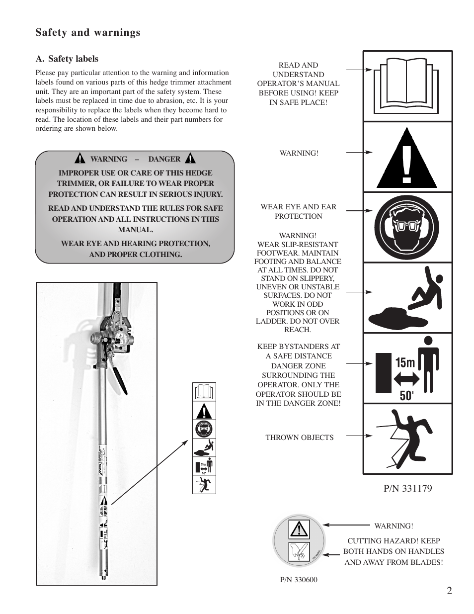 2safety and warnings | Mantis Hedge Trimmer E System User Manual | Page 3 / 13